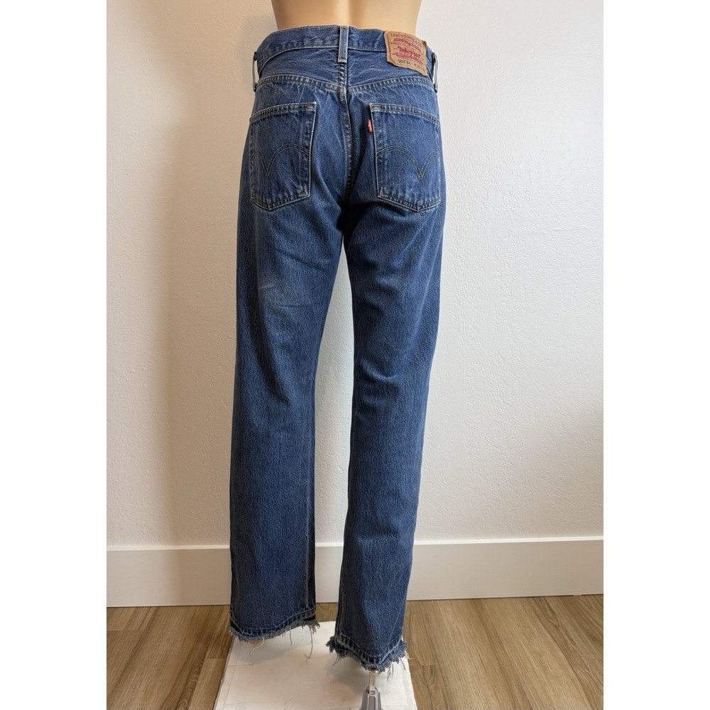 Levis 501xx Y2K Vintage Jean Sz 29x36 Womens Medium Wash Blue Long Boho Western - Picture 1 of 11